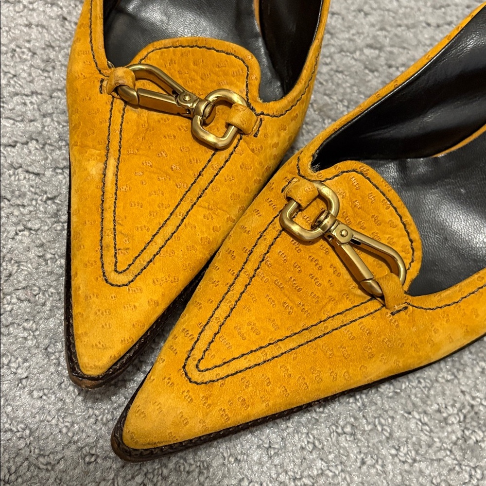 Prada Vintage Mustard Yellow Slingback Heels 40.5 - Picture 9 of 9